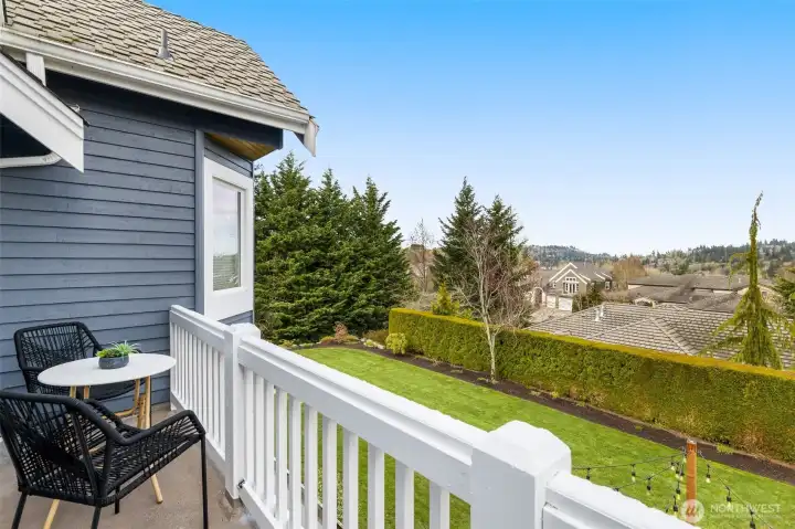 serene balcony off primary with room for seating
