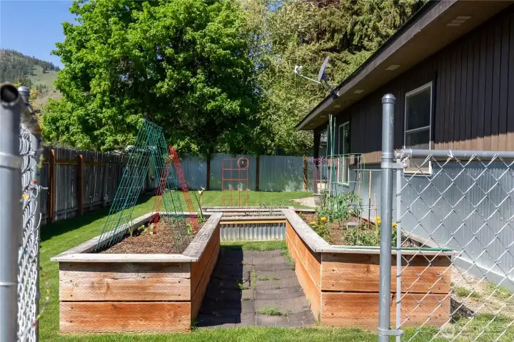 Grow your own produce from raised beds.