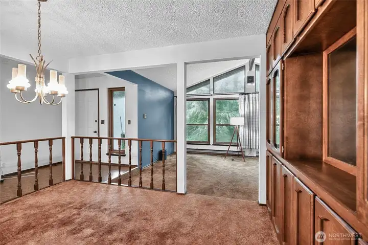 Formal dining room looking into living room