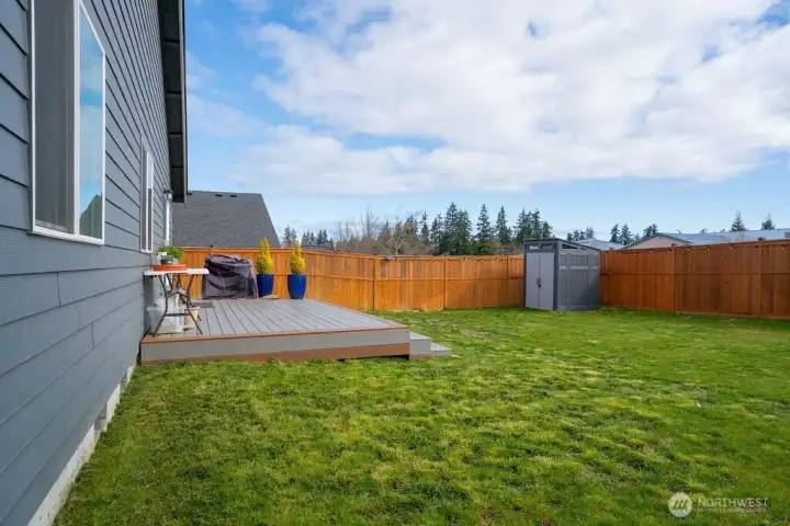 Fully Fenced Backyard with sprinkler system
