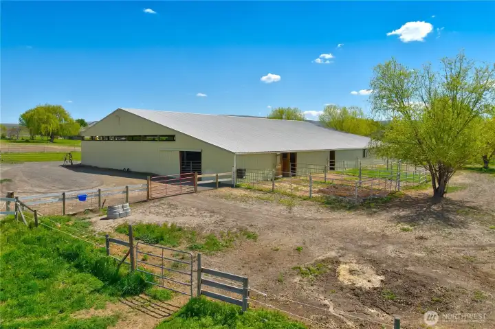 70x120' Riding Arena | 26 x 120' Barn Area | :ump House on Left with Owned Propane Tnk Behind 70x120' Riding Arena | 26 x 120' Barn Area | :ump House on Left with Owned Propane Tnk Behind