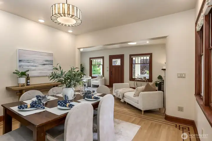 Formal dining room with new canned lighting to showcase your art work.
