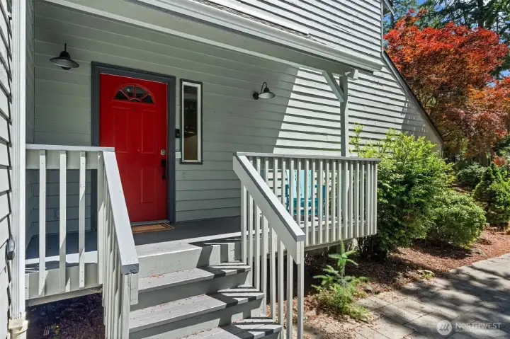 Covered front porch creates an attractive entry with a charming sitting area. Covered front porch creates an attractive entry with a charming sitting area.