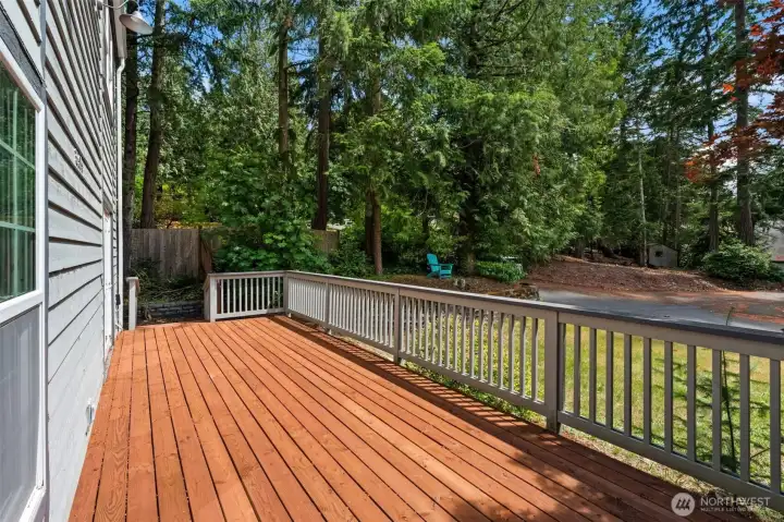 Expansive deck extends the living space outdoors. Expansive deck extends the living space outdoors.