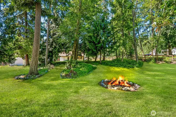 Backyard firepit area