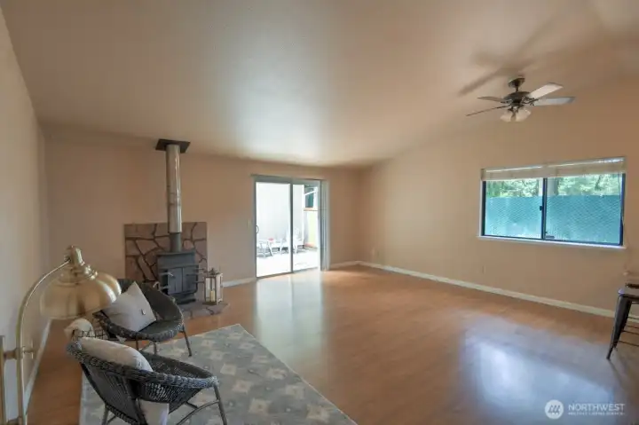 ...through the entry to this great room with vaulted ceilings.