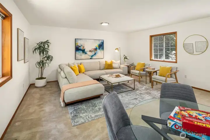 Adjacent to the hall bath and plumbing, a wet bar or even another bathroom to create a second en suite bedroom could easily be added. Media room? Game room?