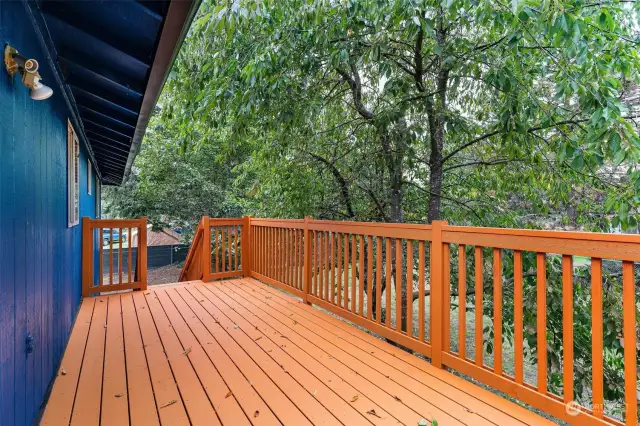 New deck for bbqs and entertaining guests over looks back yard