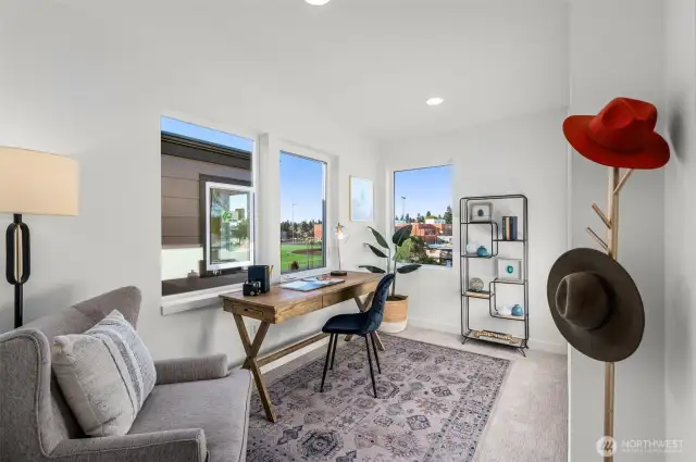 The top-floor is a true retreat—complete with lots of natural light, and enough space to unwind in style.