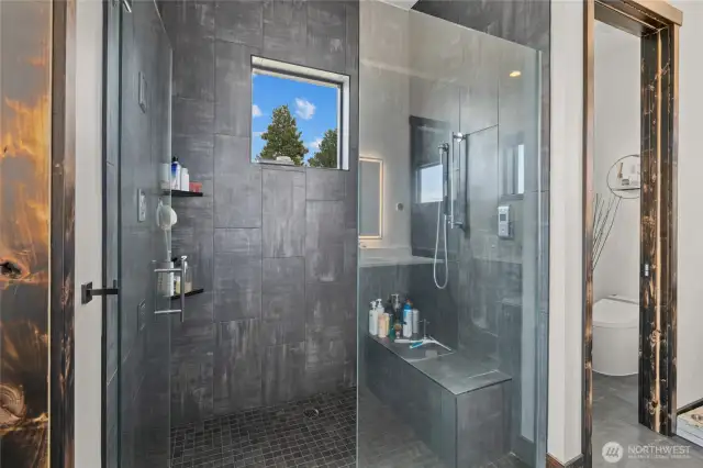 walk in shower in the primary.