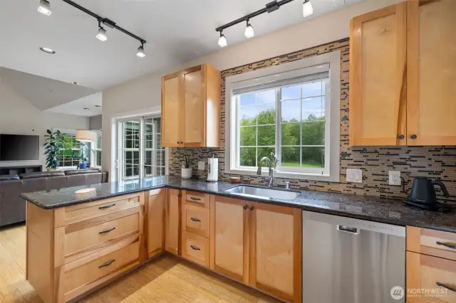 Kitchen with views of your grand private backyard