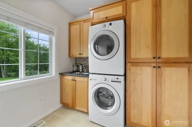 Utility room with sink and pantry for storage and food
