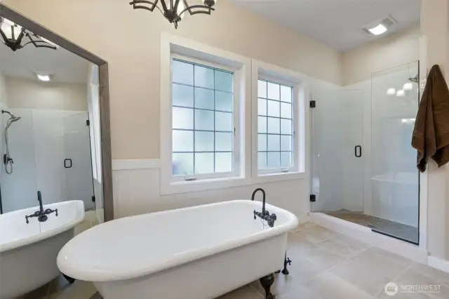 Soaking tub and walk in shower