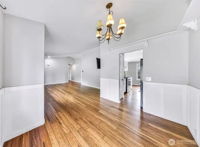 Dining area flows seamlessly into kitchen and living room - great for entertaining