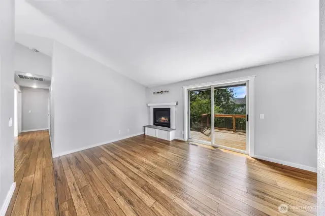 Family room includes gas fireplace