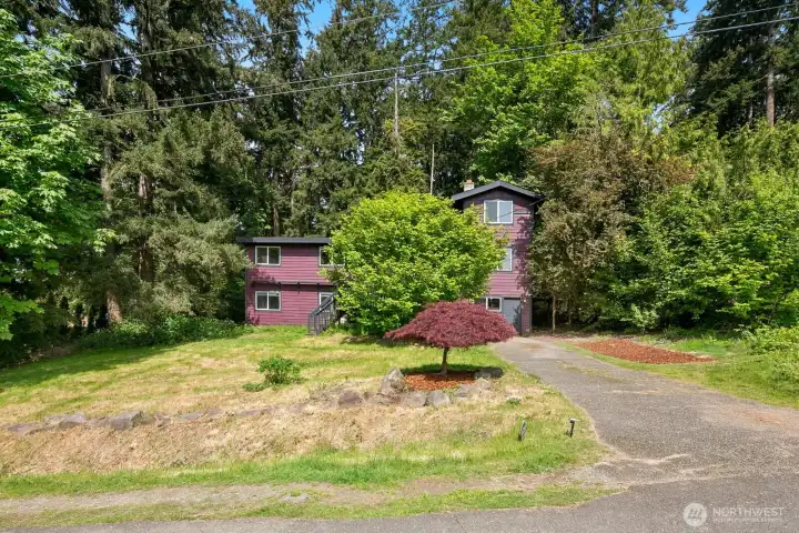 Huge front yard, driveway has room for multiple vehicles