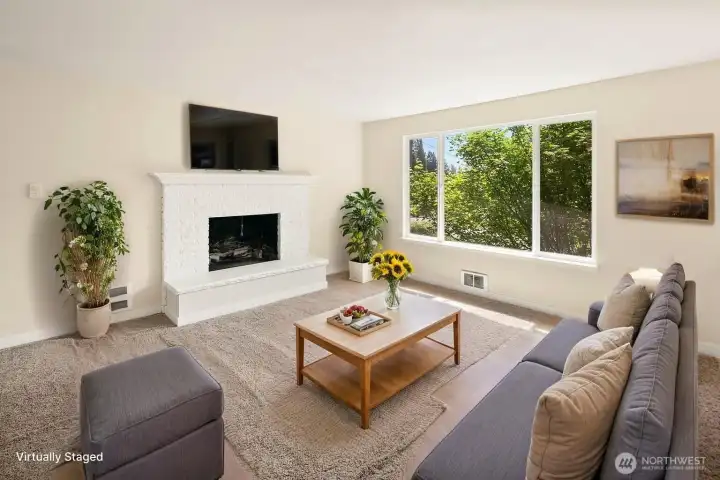 Virtually staged living room from another angle