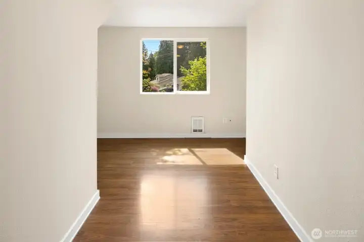Den includes large closet area under stairs