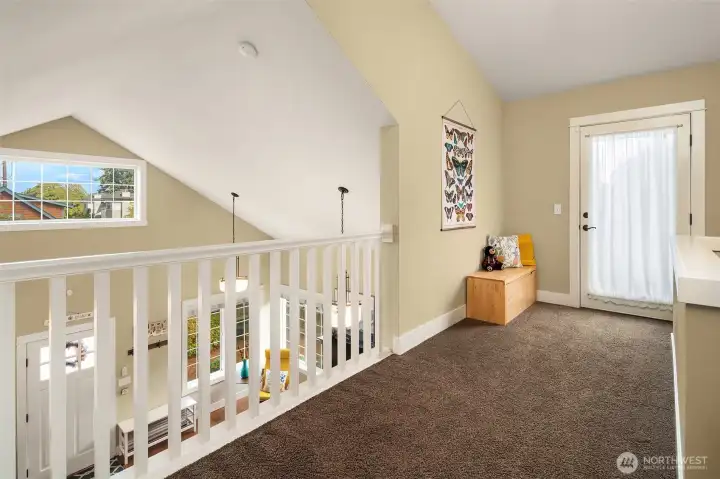 Flex space upstairs, enough space for office or sitting area.