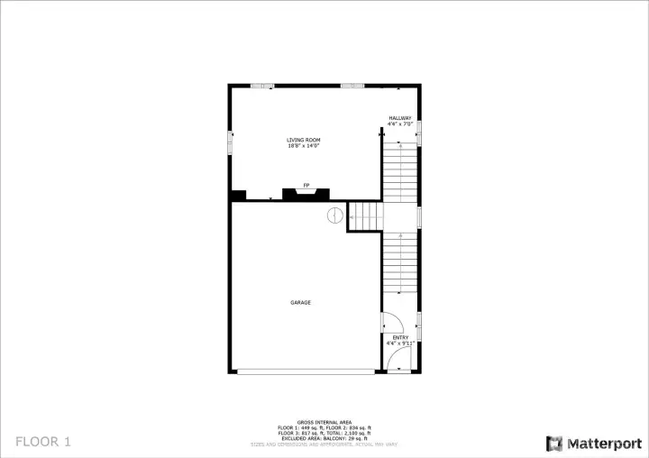 Lower Level Floor Plan - Entry stairway takes you to a spacious landing where you can go up to main level or down to TV/Bonus Room
