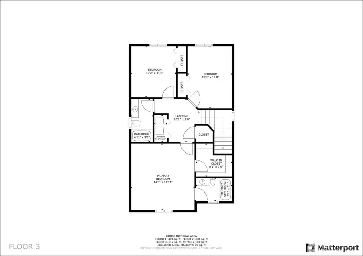 Upper level features three spacious bedrooms, two full bathrooms, laundry and plenty of closet space. Stairways throughout home are extra wide.