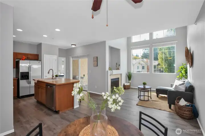 great open floor plan with Dining Area, Living Room and Kitchen
