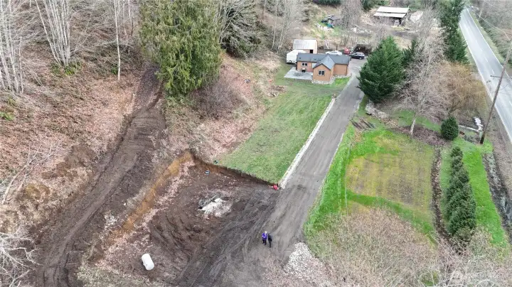 Prepped area for shop or Barndo possibly & access road to upper portion of the property