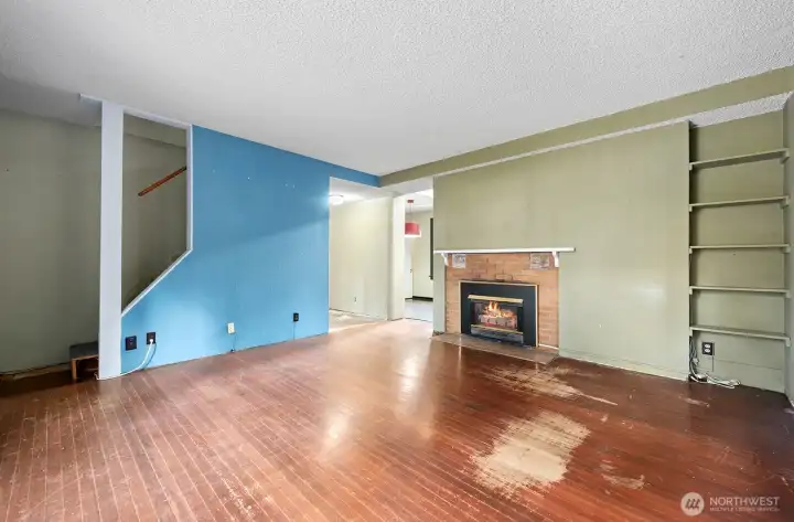 built in shelving in the living room