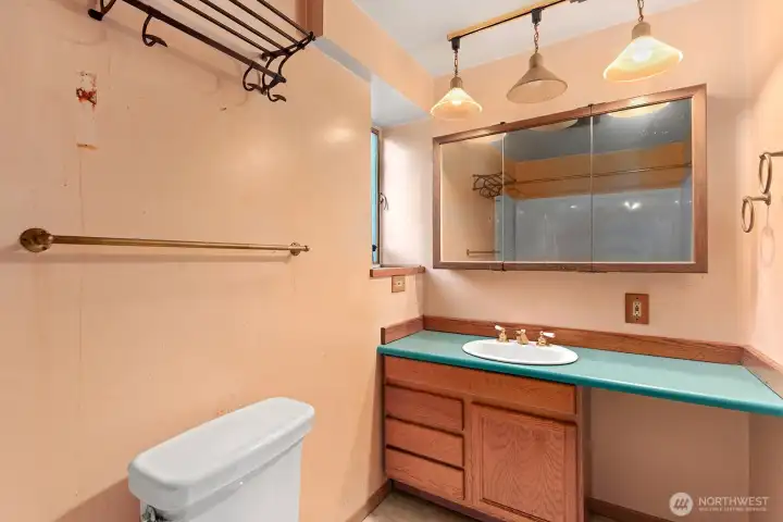 full bathroom in lower level