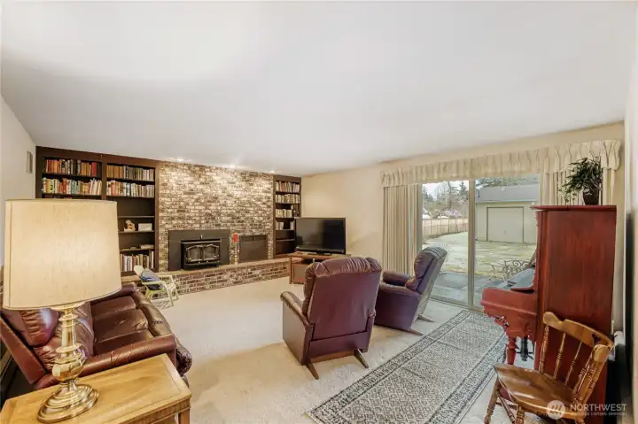 Separate family room with wood stove insert