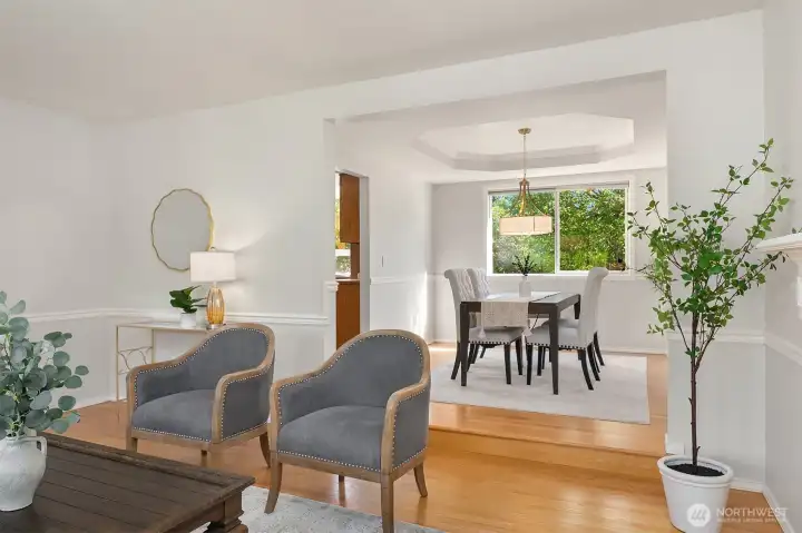 Living Room to Dining Room with a View of Nature