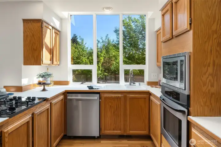 Atrium Window in the Chefs Kitchen Brings in Natural Light