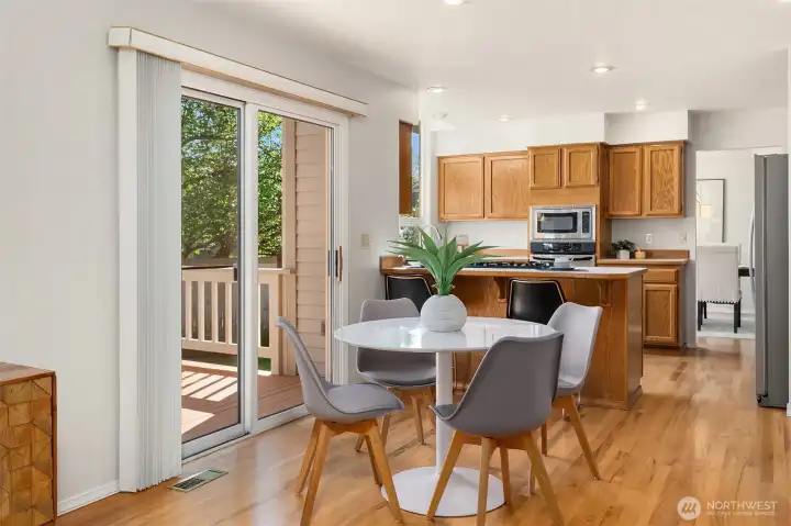 Breakfast Nook to Chef's Kitchen with Walkout to Back Deck