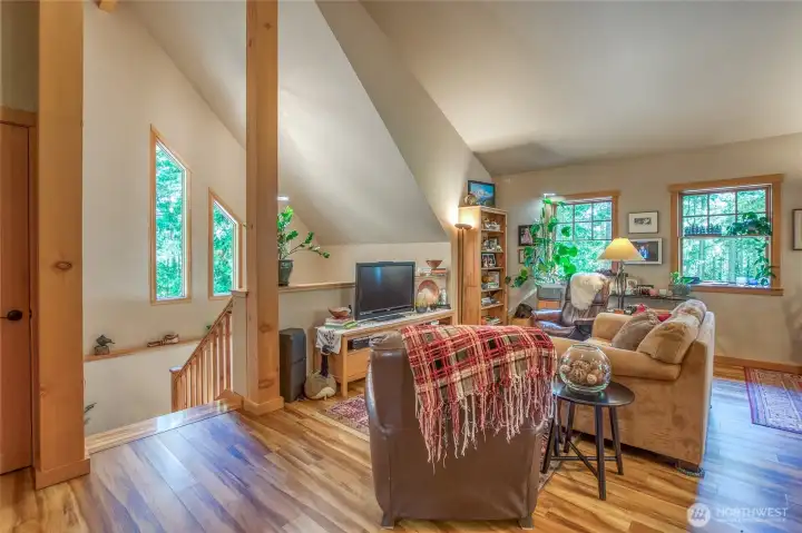 Vinyl plank flooring in upper level.