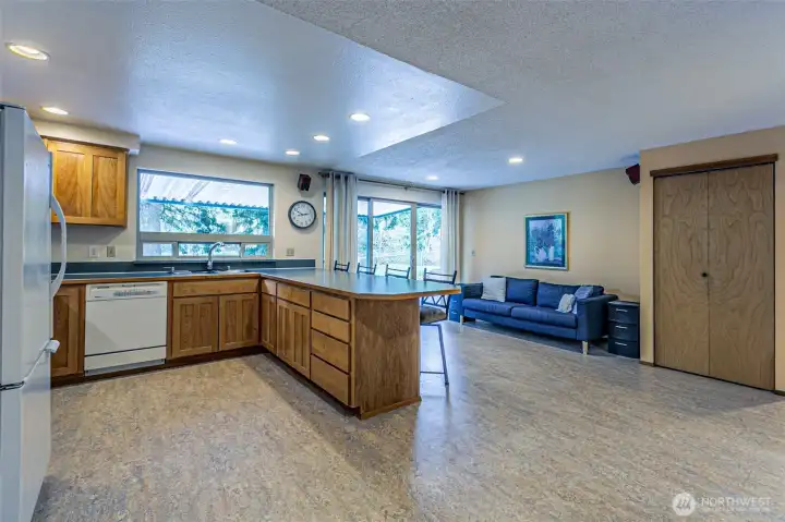 The kitchen and dining rooms.