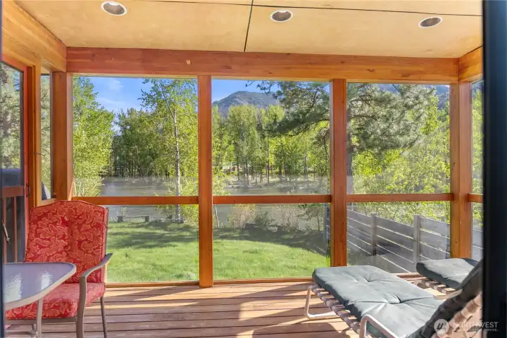 Enjoy lazy afternoons reading in the screened porch- eagles, beavers and deer will be your guests.