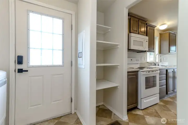 Back door, entrance to kitchen