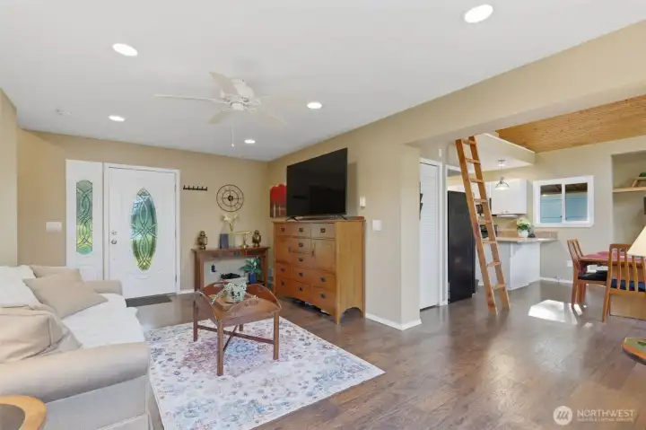 Living Room looking into Kitchen/Dining Room.