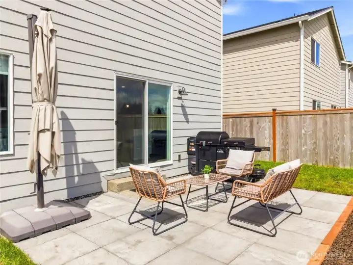 Extended custom paver patio. Extended custom paver patio.