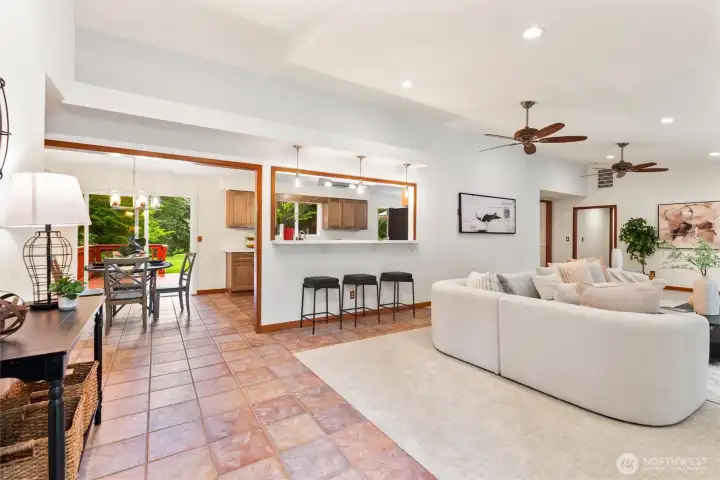 Livingroom that connects nicely to the eating area and beautiful kitchen!