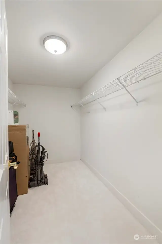 Massive walk-in closet in this spacious guest bedroom.