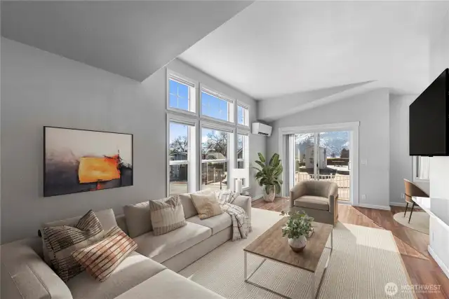 There is space for a lot of living room furniture in this room