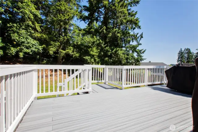 Large Trex Composite Deck with Vinyl Railings.