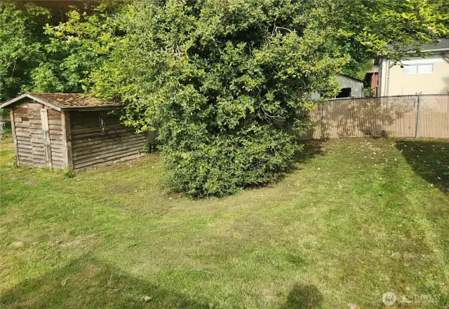 Looking east at additional shed