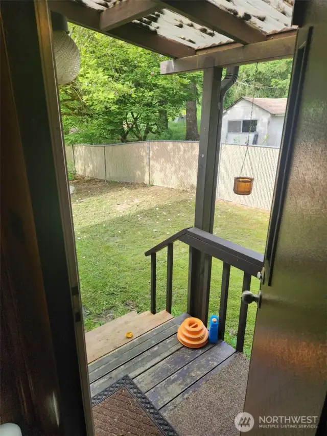 Looking out the back door to east side of lot