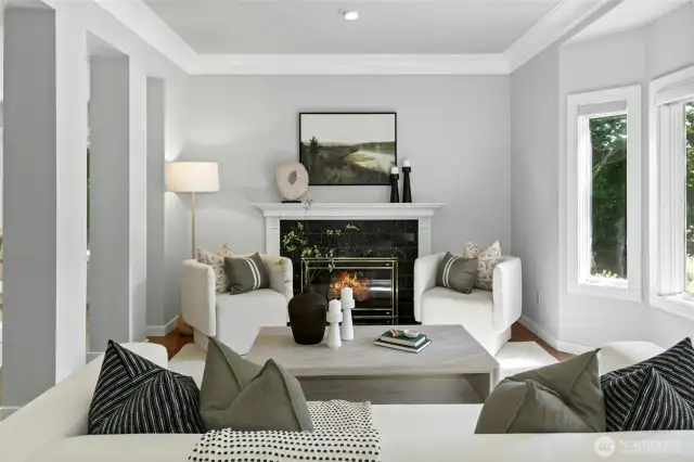 Beautiful hardwood floors, lovely millwork and gas fireplace.