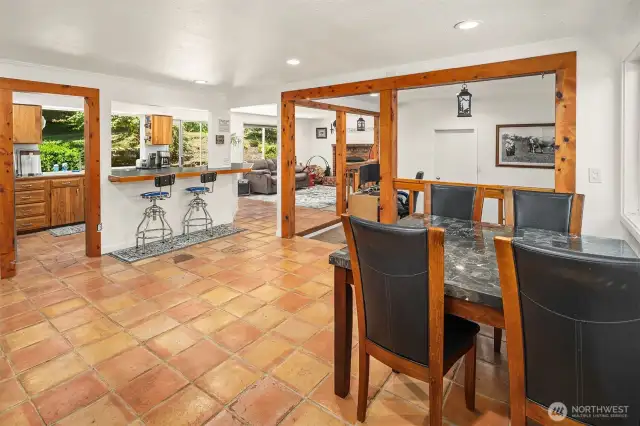 The ultimate entertaining area. Dining, Kitchen, Living and Family Rooms, all adjoined in this open floor plan.