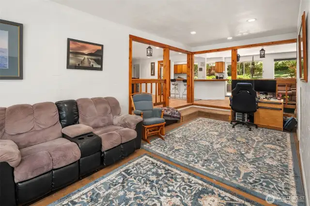 Family room with enough room for an office nook.