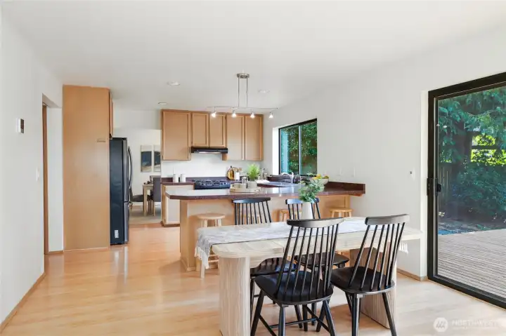 Wide open Kitchen, eating space and Rec. room.