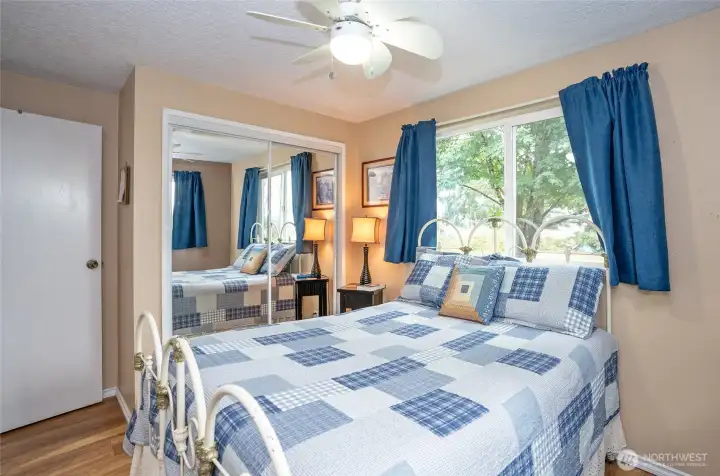 This is bedroom #1. Bedroom 2 is adjacent but is not show as it is currently being used as storage while she is packing to move. It is the same size as this on.